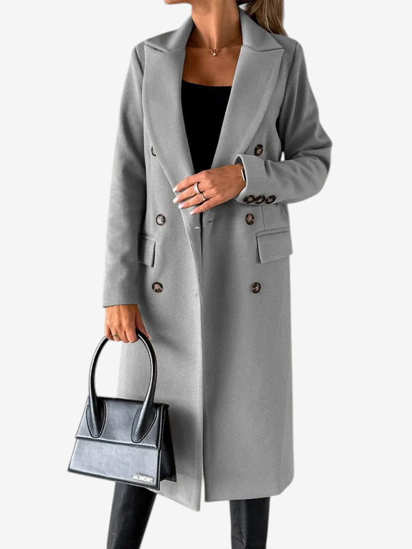 Velnoria – Cappotto a maniche lunghe con colletto a revers e dettagli con bottoni