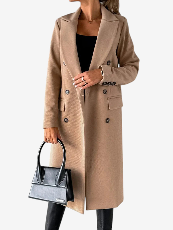 Velnoria – Cappotto a maniche lunghe con colletto a revers e dettagli con bottoni