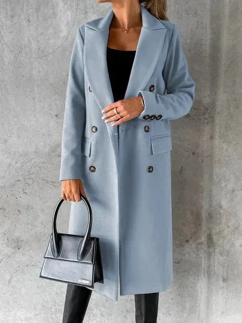 Velnoria – Cappotto a maniche lunghe con colletto a revers e dettagli con bottoni