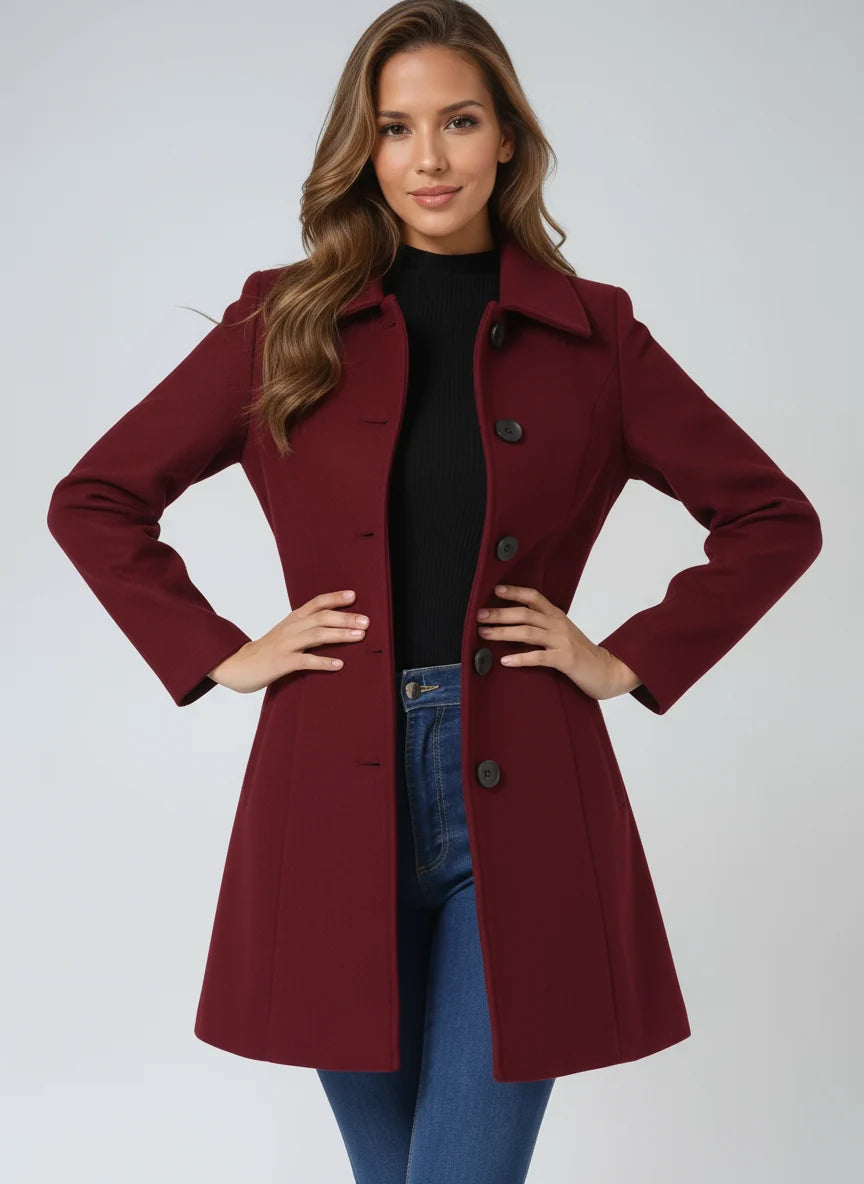 Varellora – Fitted Coat with Turn-Down Collar