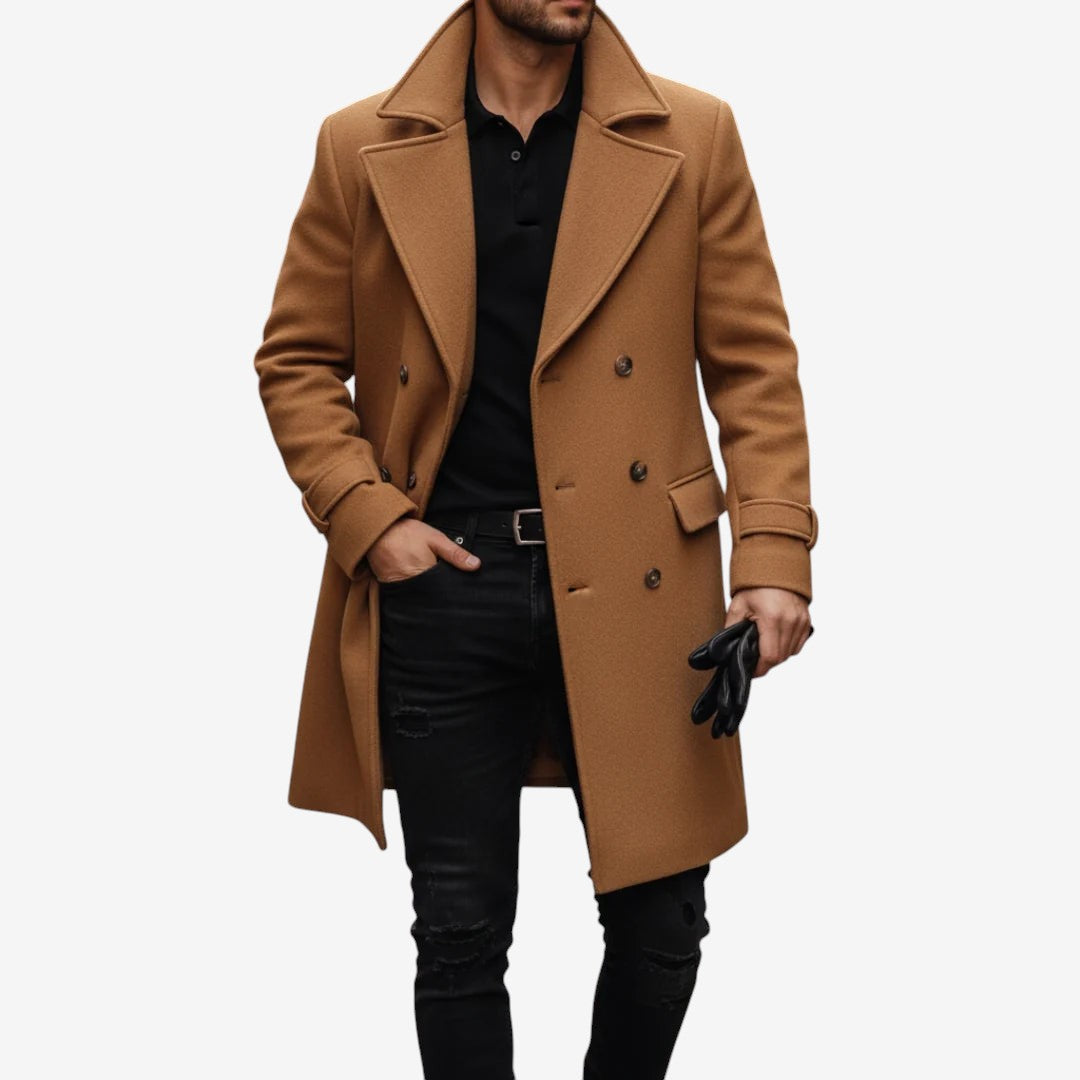 Cappotto Valdren in lana a maniche lunghe con revers e chiusura frontale con bottoni