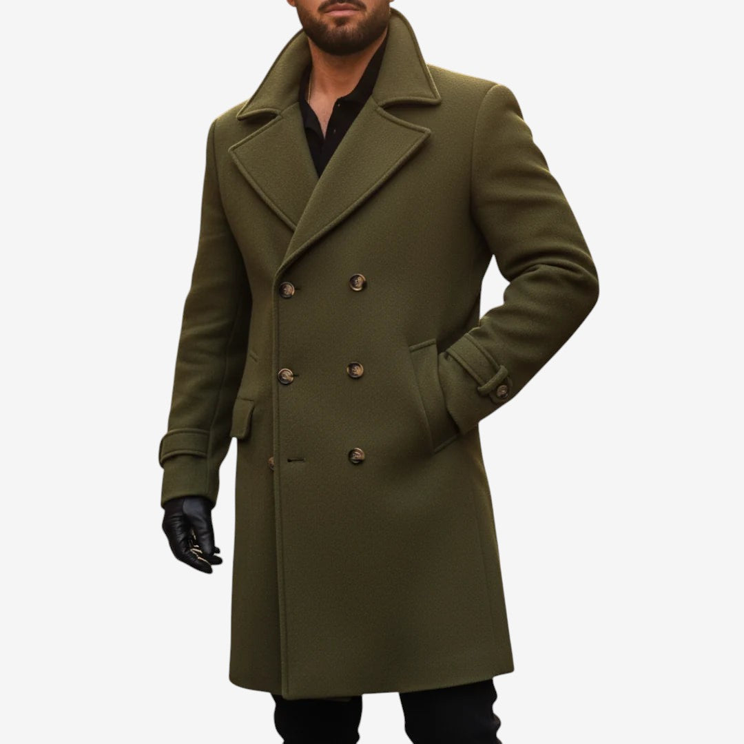 Cappotto Valdren in lana a maniche lunghe con revers e chiusura frontale con bottoni
