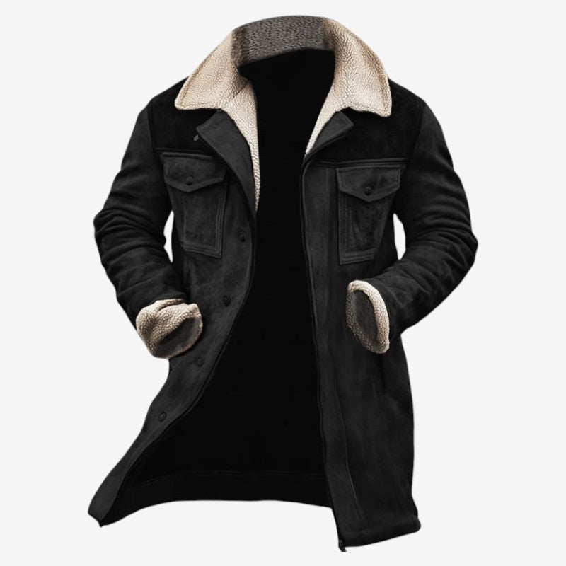 Varellune – Cappotto a metà coscia con colletto e polsini effetto montone