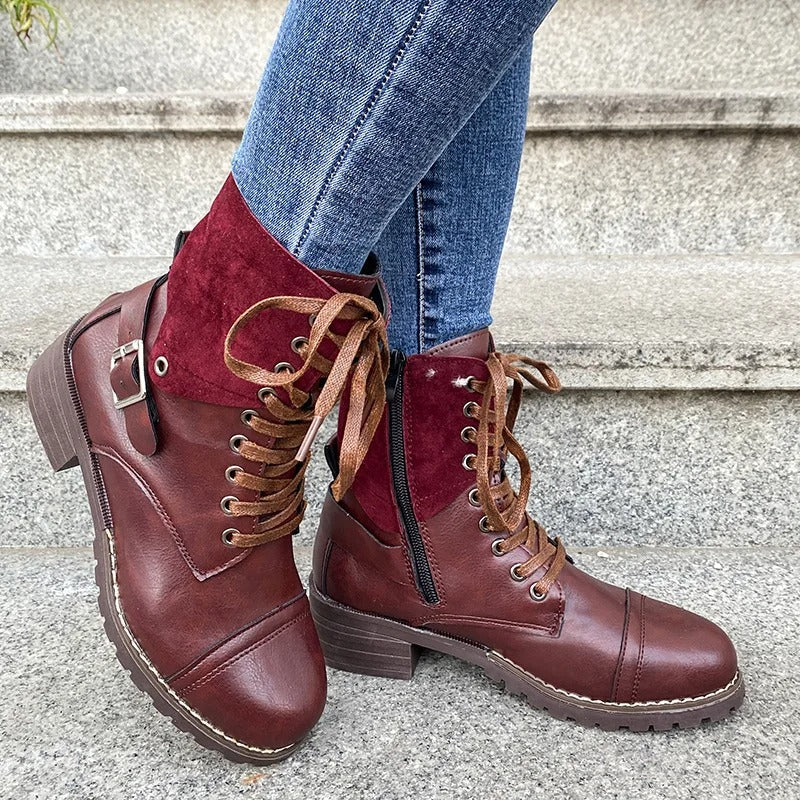 Zavreka – Adjustable Lace Boots with Side Zipper