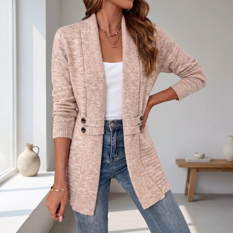 Cardigan en maille mi-long Lunavelle - col châle
