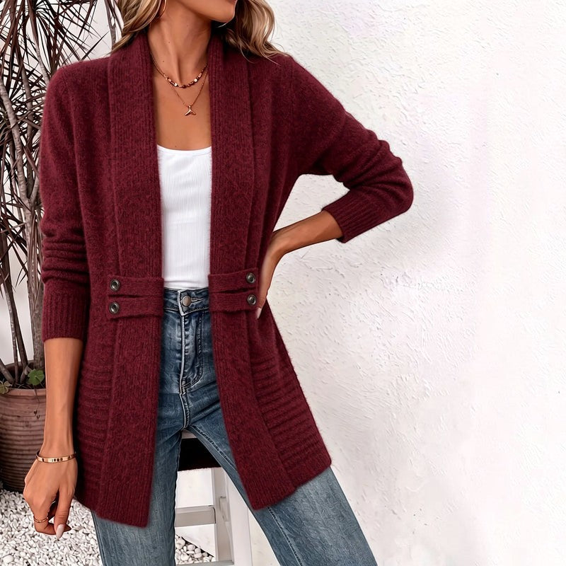 Cardigan en maille mi-long Lunavelle - col châle
