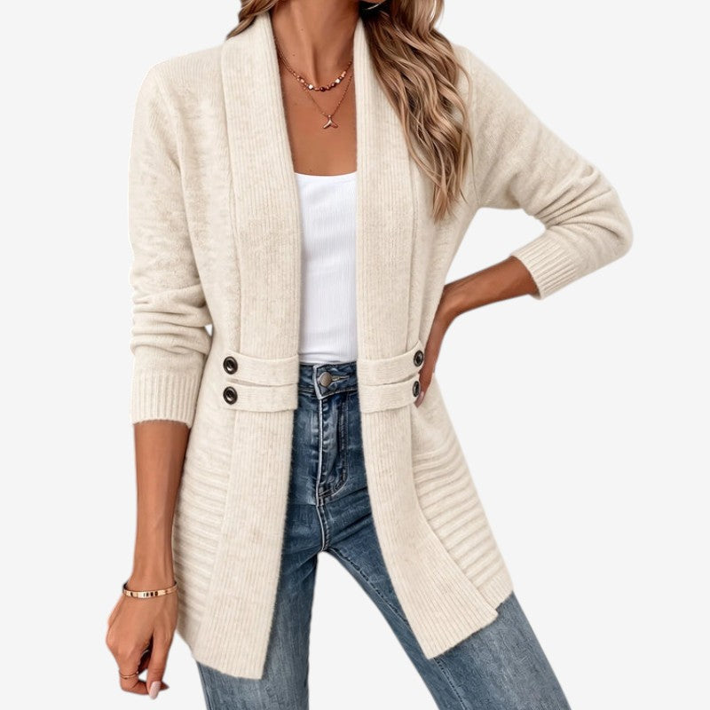Cardigan en maille mi-long Lunavelle - col châle
