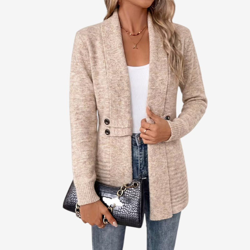Cardigan en maille mi-long Lunavelle - col châle
