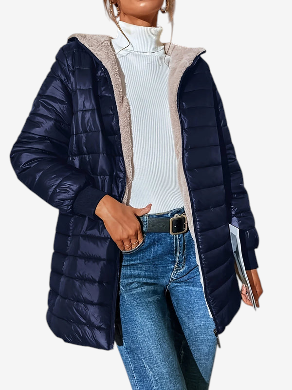 Zelvarra – Long Coat with Zipper Closure