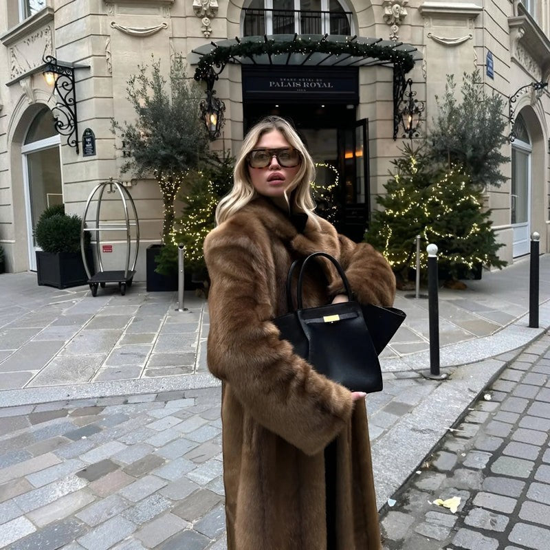 Velanora – Long Sleeve Faux Fur Coat