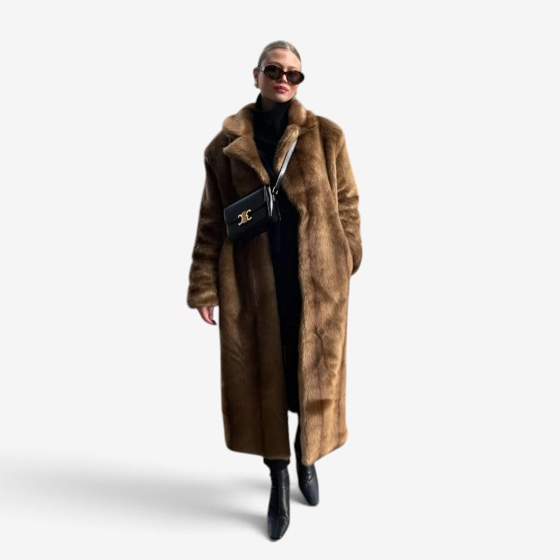 Velanora – Long Sleeve Faux Fur Coat