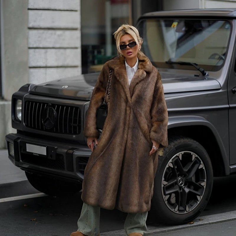Velanora – Long Sleeve Faux Fur Coat