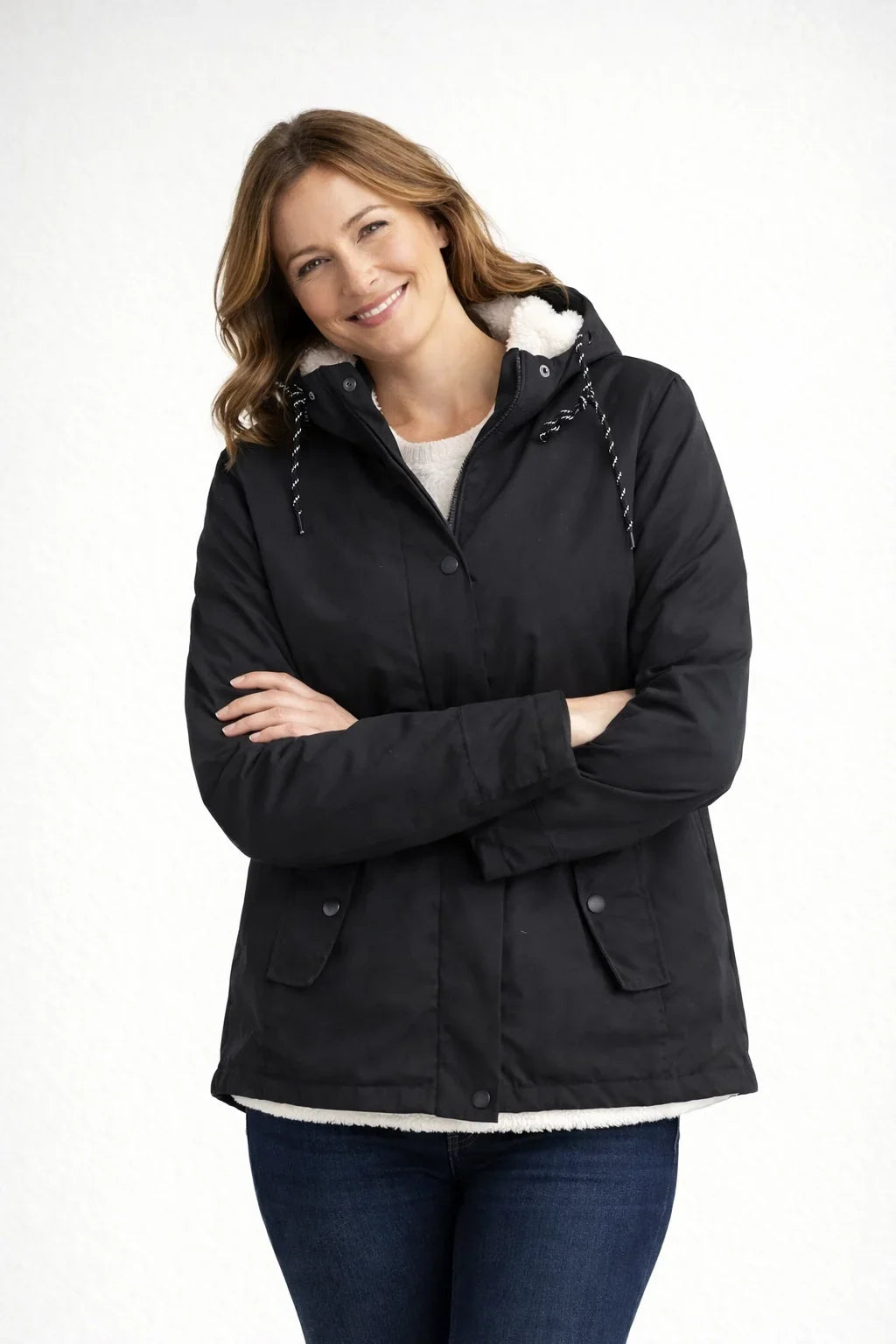 Avelzora – Chaqueta de invierno con capucha y cierre de cremallera integral