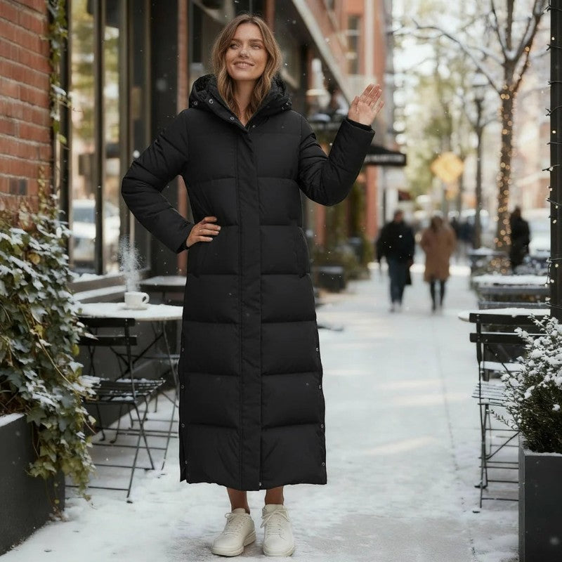 Virelza – Long Quilted Hooded Coat with Loose Fit