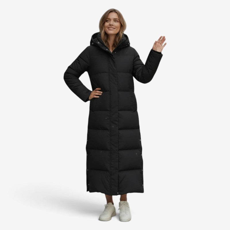 Virelza – Long Quilted Hooded Coat with Loose Fit