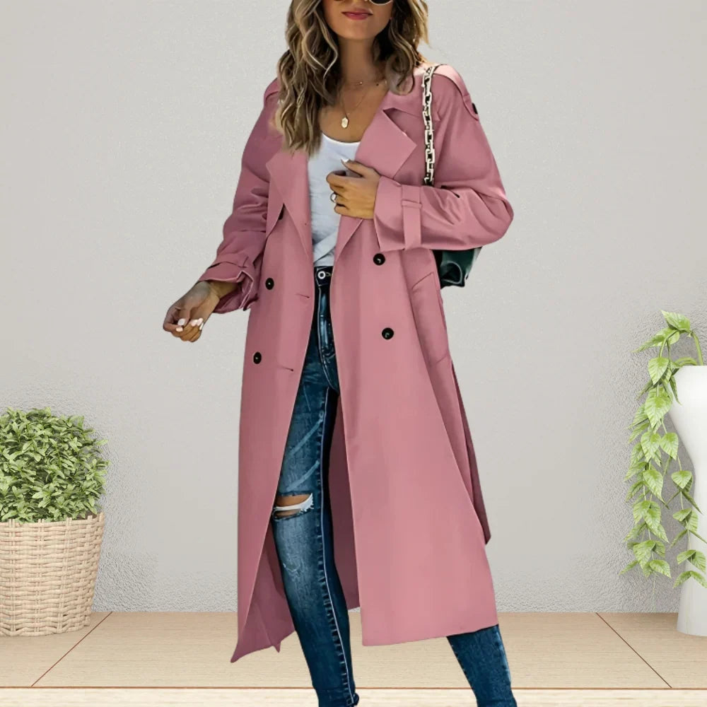 Qelvarin – Mid-Length Double-Breasted Trench Coat