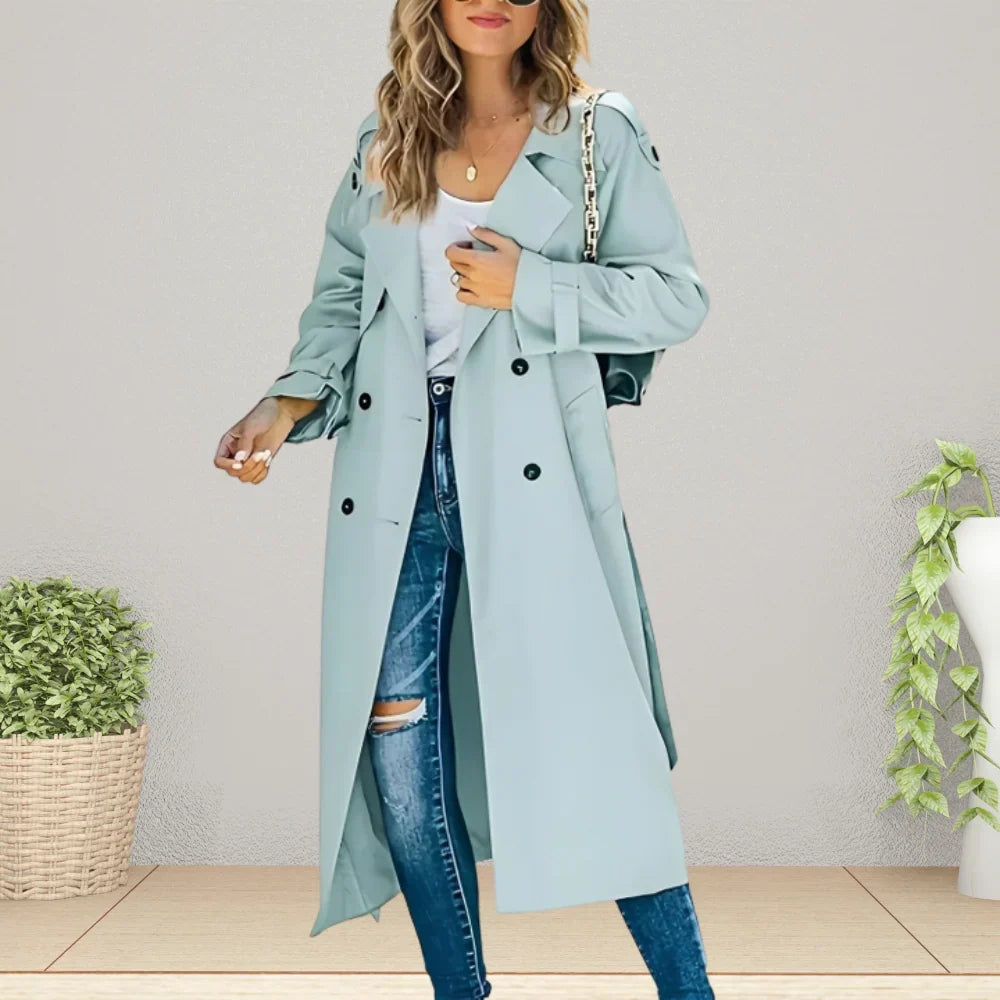 Qelvarin – Mid-Length Double-Breasted Trench Coat