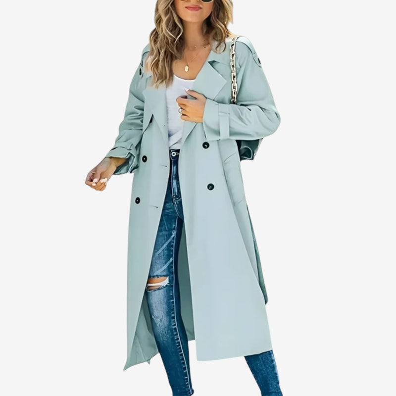 Qelvarin – Mid-Length Double-Breasted Trench Coat