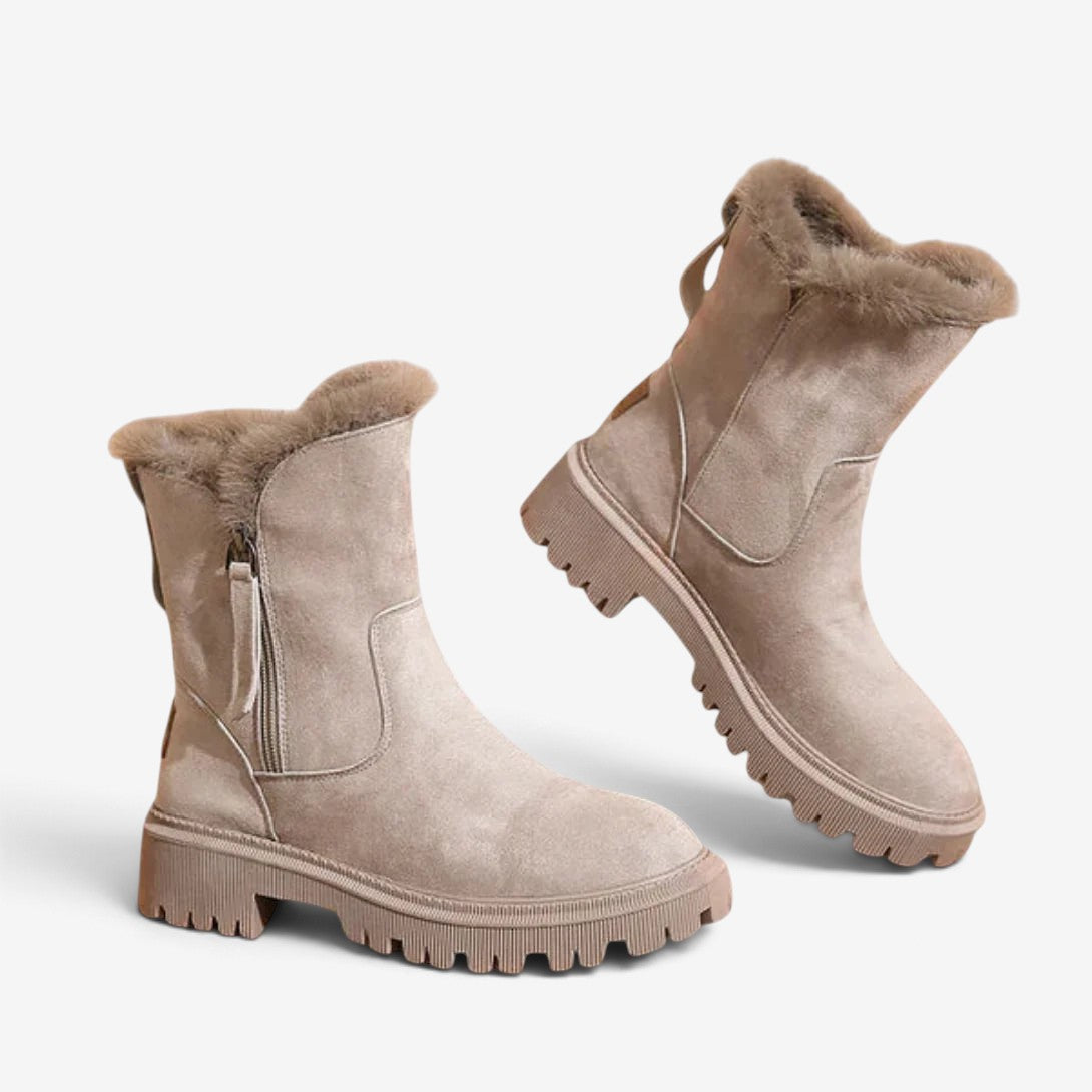 Fervalia – Bottes antidérapantes avec fermeture éclair latérale et fourrure