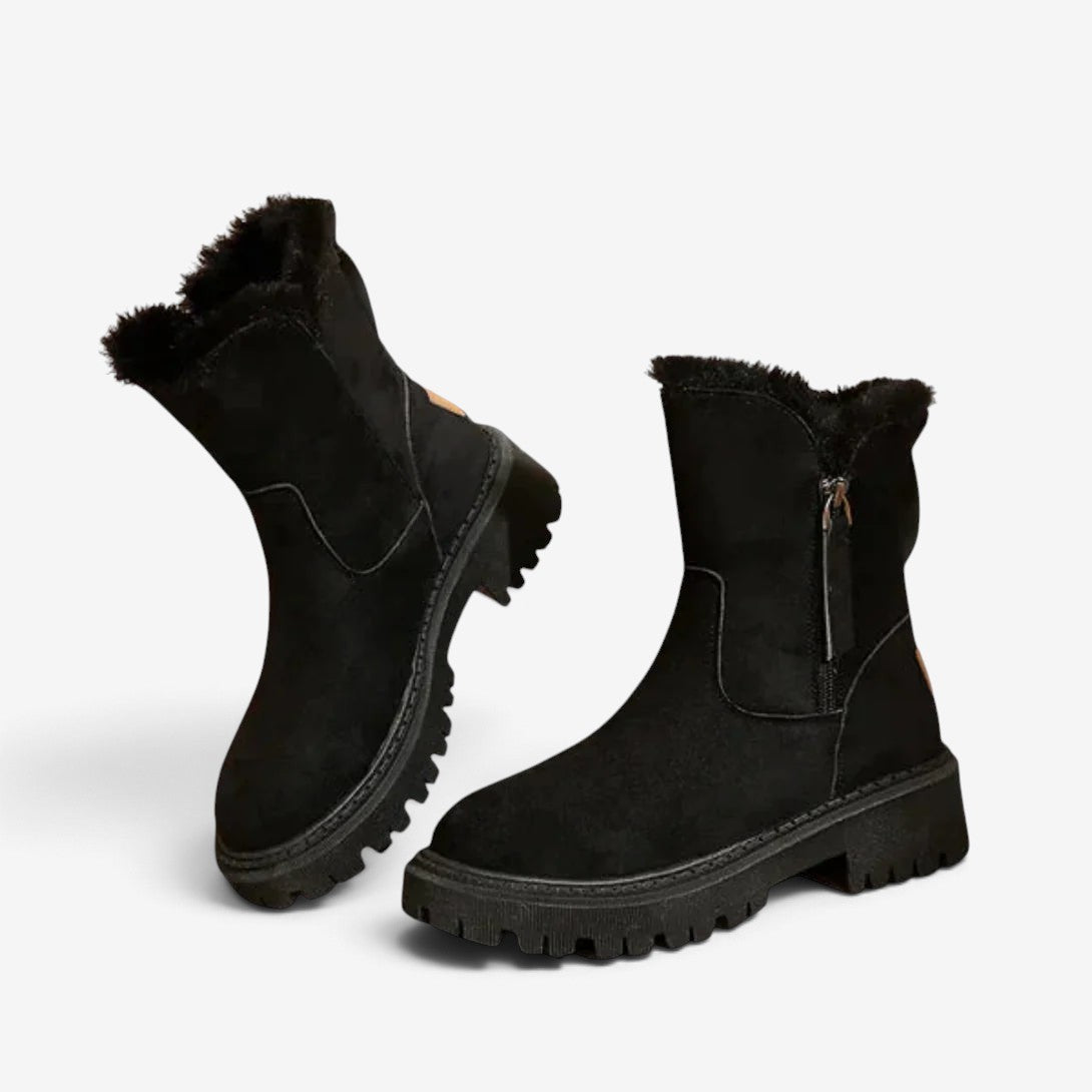 Fervalia – Bottes antidérapantes avec fermeture éclair latérale et fourrure