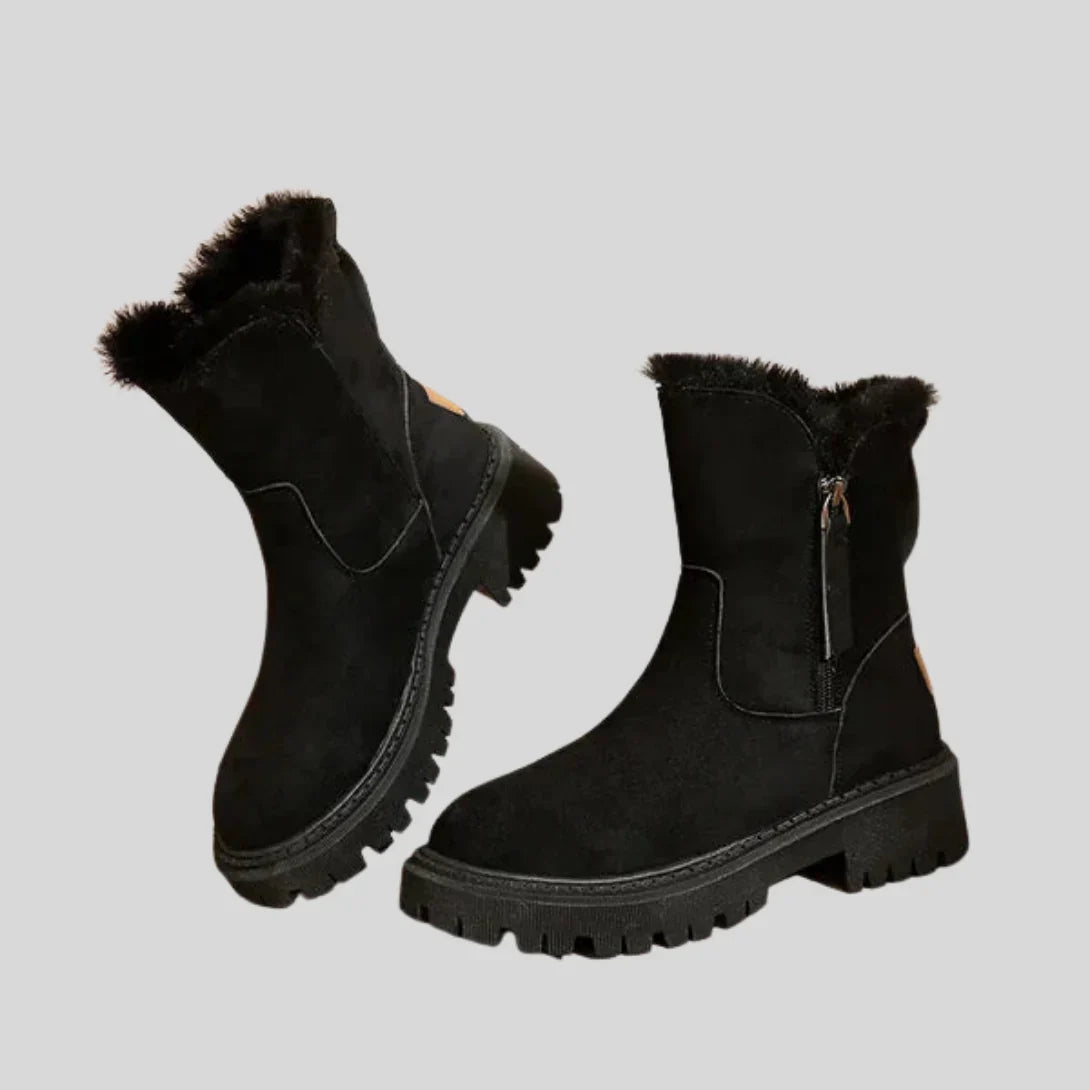 Fervalia – Bottes antidérapantes avec fermeture éclair latérale et fourrure