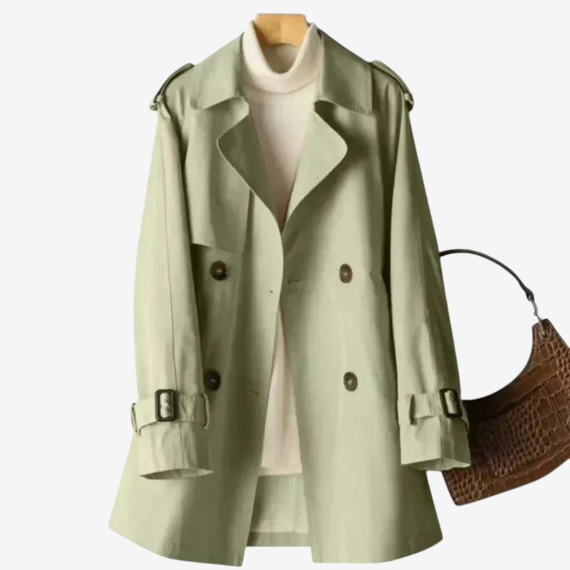 Calvessa – Belted Trench Coat with Double-Breasted Closure