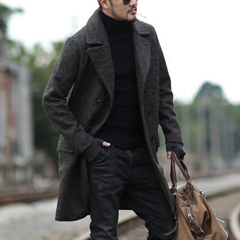 Norvelia – Long Sleeve Coat with Button Closure