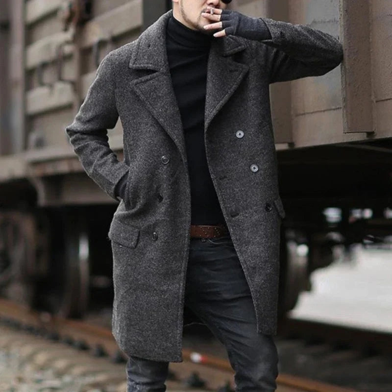 Norvelia – Long Sleeve Coat with Button Closure