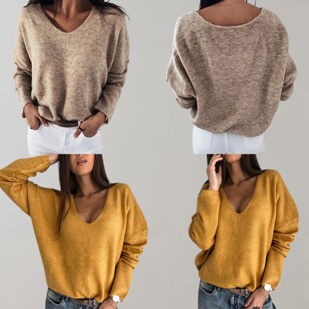 Isla – Oversize sweter z dekoltem w serek i długimi rękawami