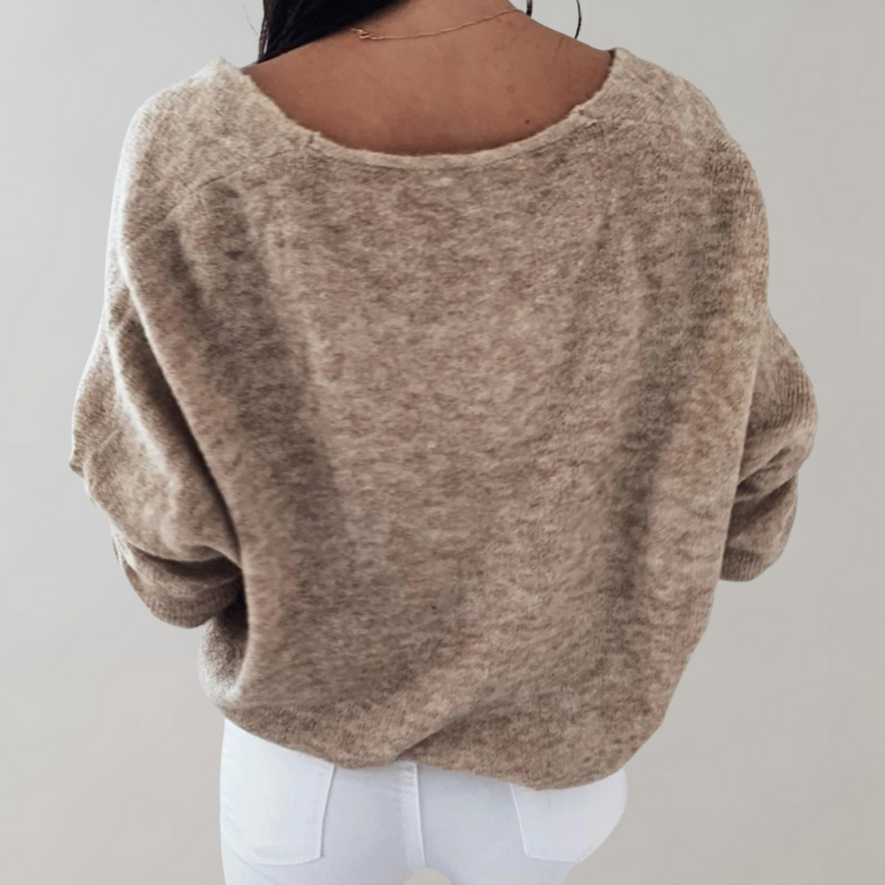 Isla – Oversize sweter z dekoltem w serek i długimi rękawami