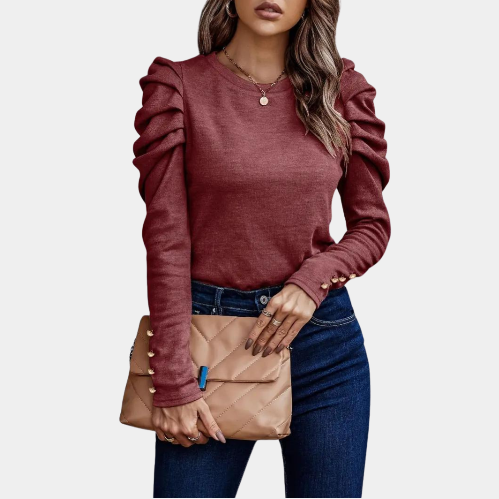 Anouk - Blouse élégante à manches longues et col rond