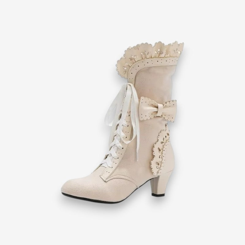 Freya – Pointed toe high heel boots with lace-up