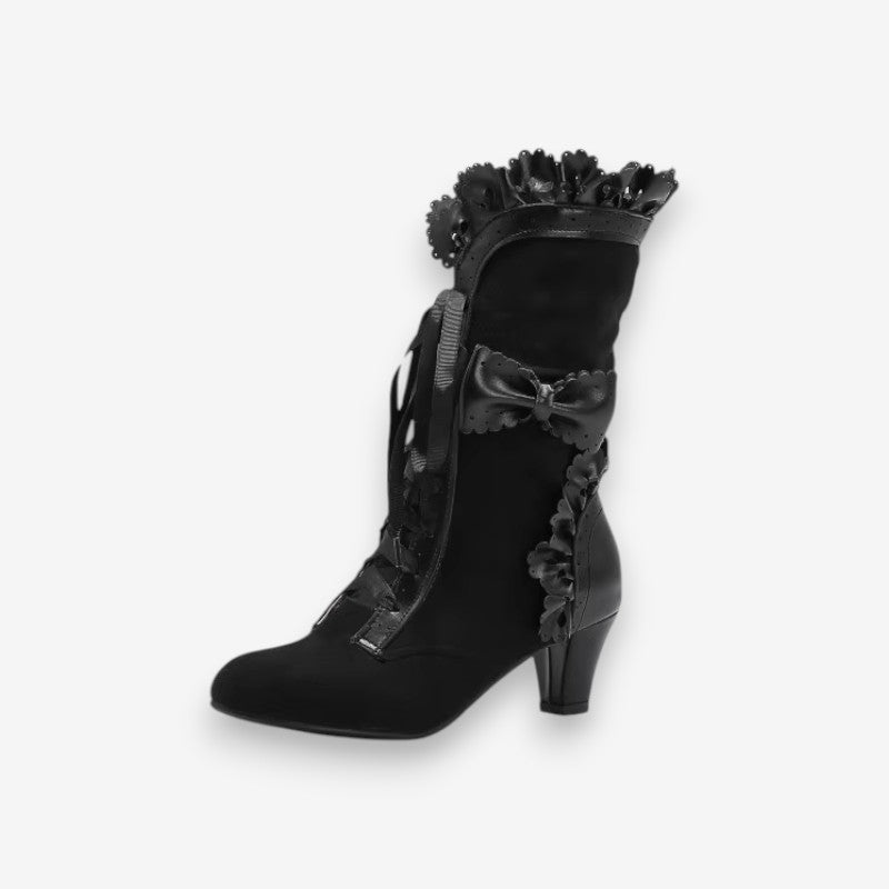 Freya – Pointed toe high heel boots with lace-up