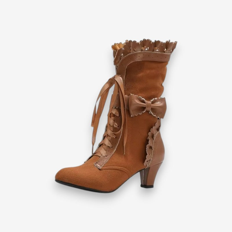 Freya – Pointed toe high heel boots with lace-up
