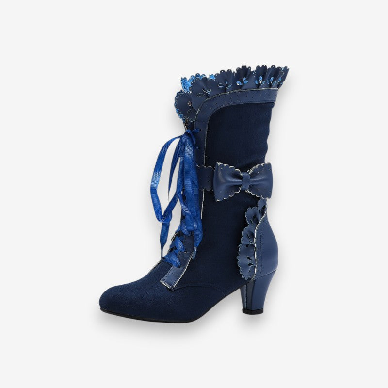 Freya – Pointed toe high heel boots with lace-up