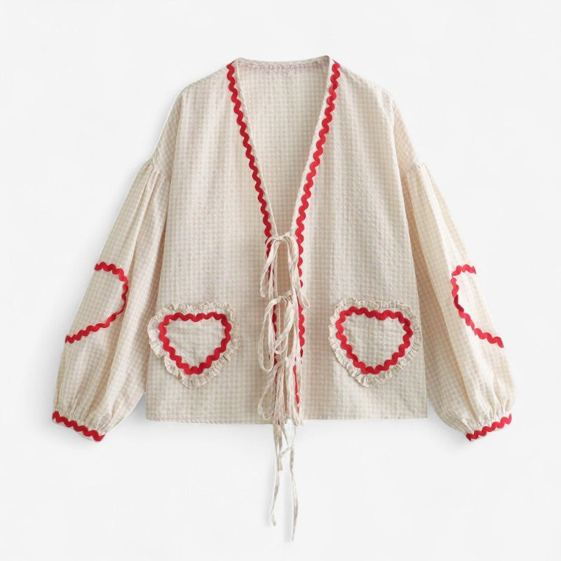Luna – Bluza cu Mâneci Lungi, Decolteu în V și Croială Lejeră