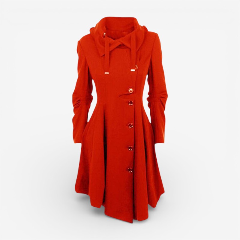 Sierra - Long Sleeve Coat with Hood and Button Closure