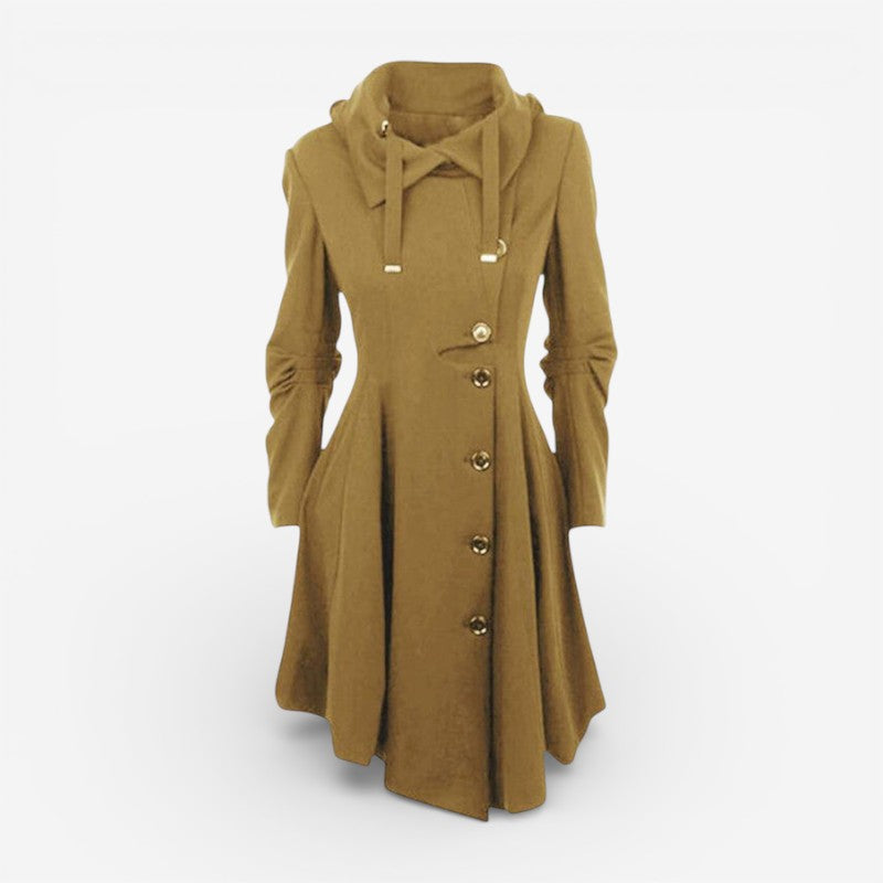 Sierra - Long Sleeve Coat with Hood and Button Closure