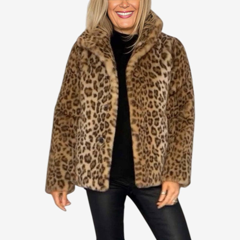 Paige – Kabát s dlouhým rukávem s leopardím potiskem a otevřeným předním dílem