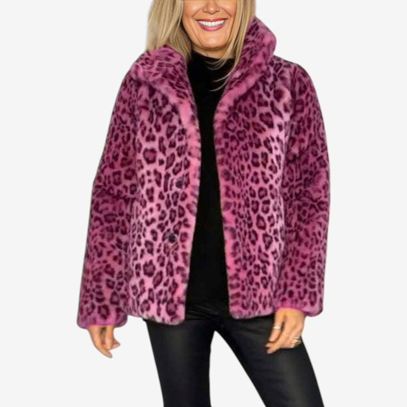 Paige – Kabát s dlouhým rukávem s leopardím potiskem a otevřeným předním dílem