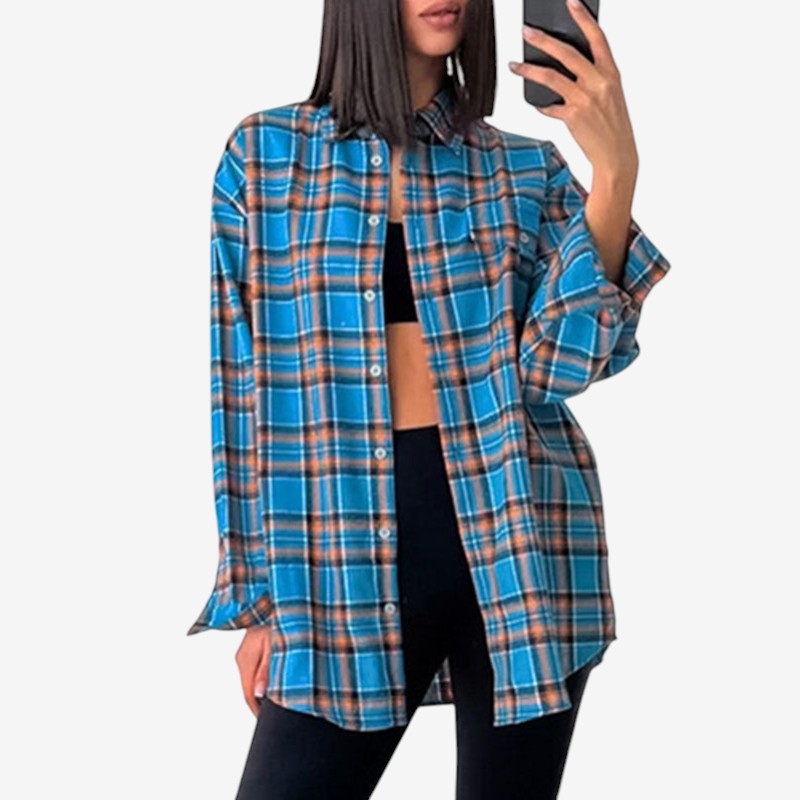 Clara - Oversize'owa koszula z długimi rękawami i guzikami
