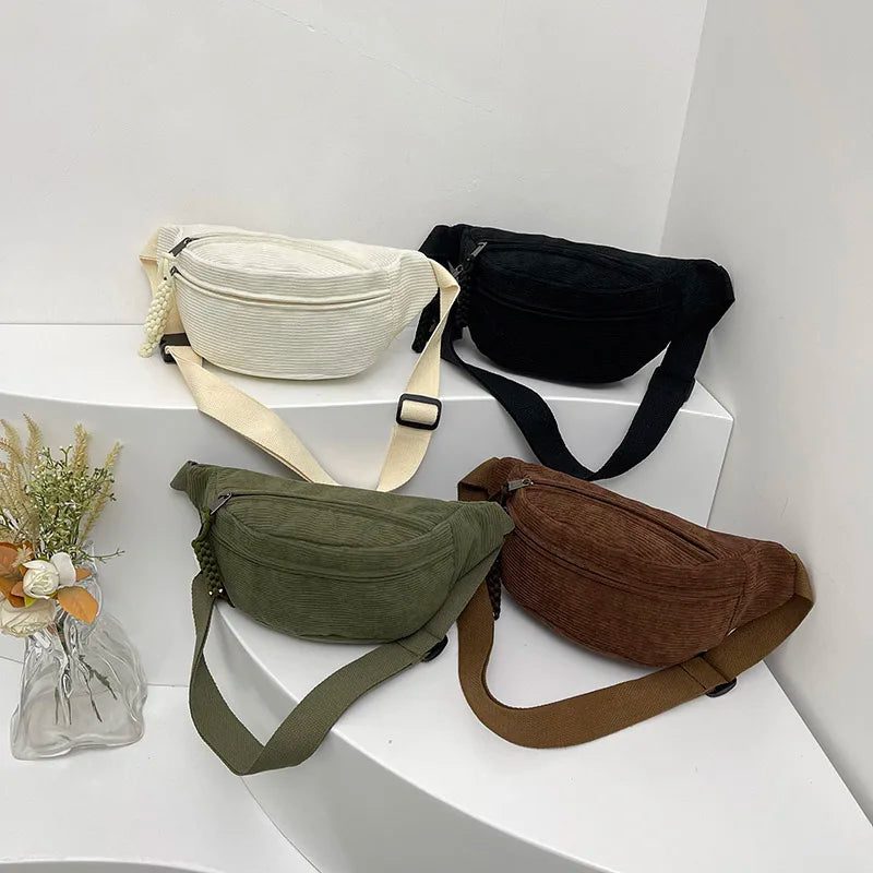 Anna - Spacious corduroy shoulder bag with practical design