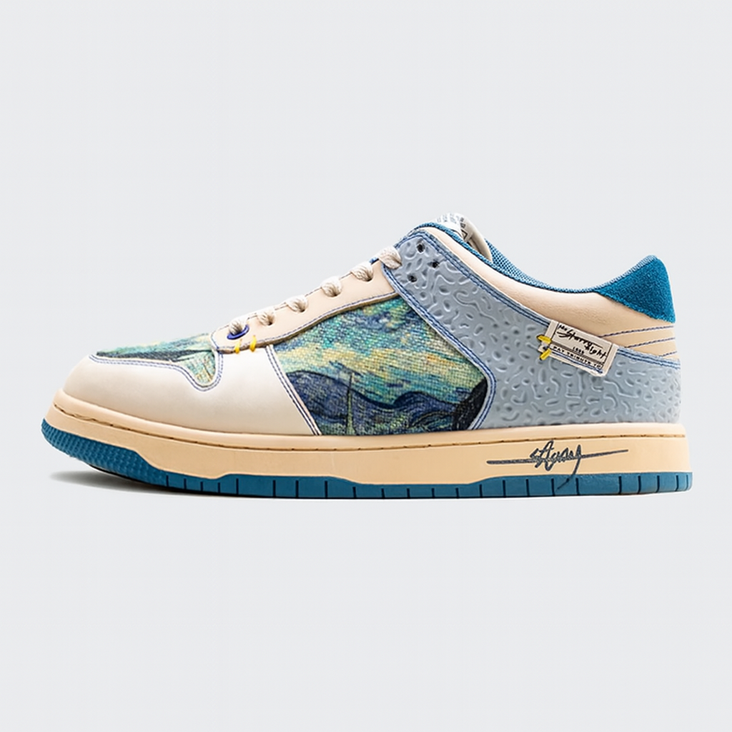 Paul – Sneakers with Printed Flat Sole and Round Toe