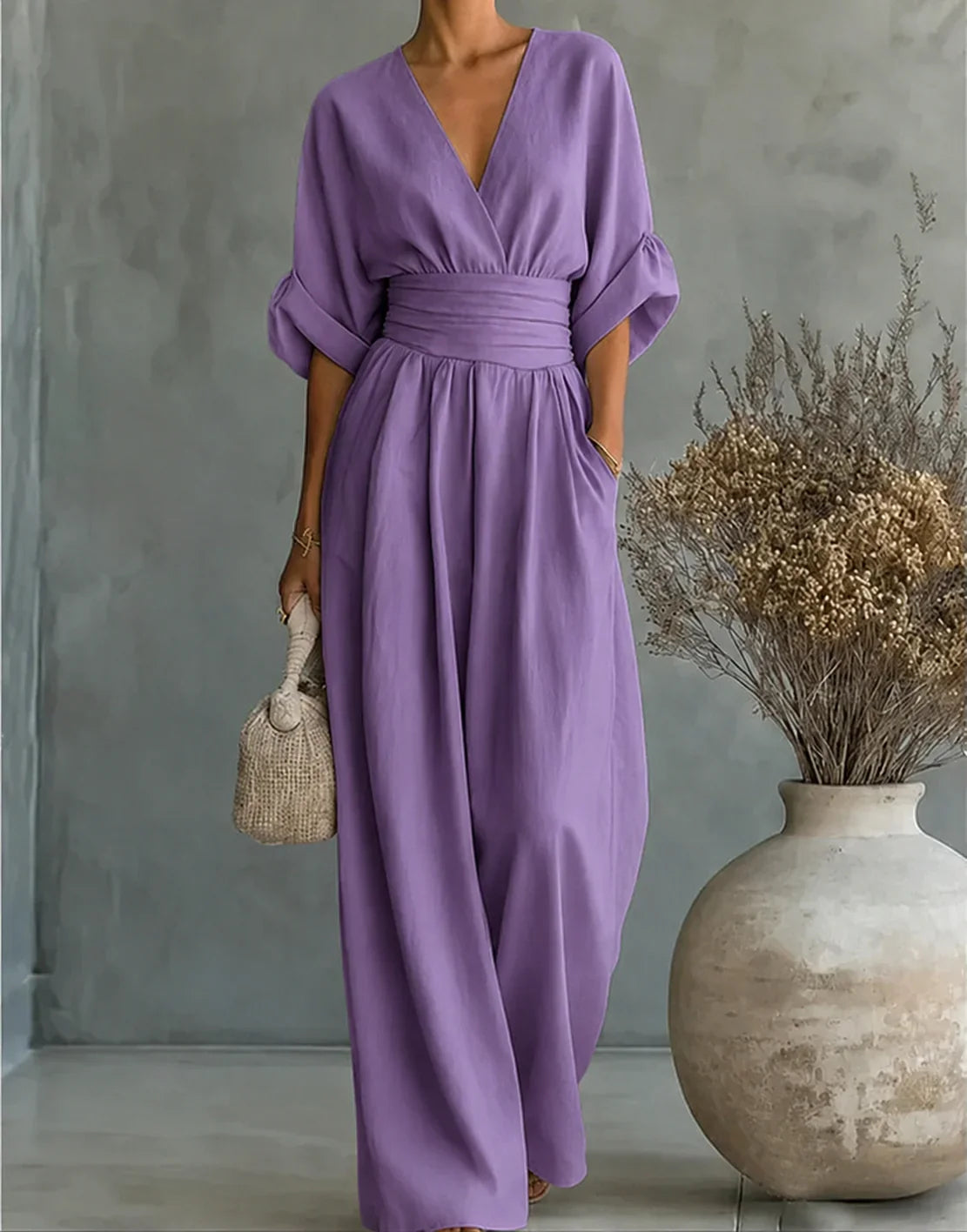 Elegant Women's Jumpsuit with V-Neck