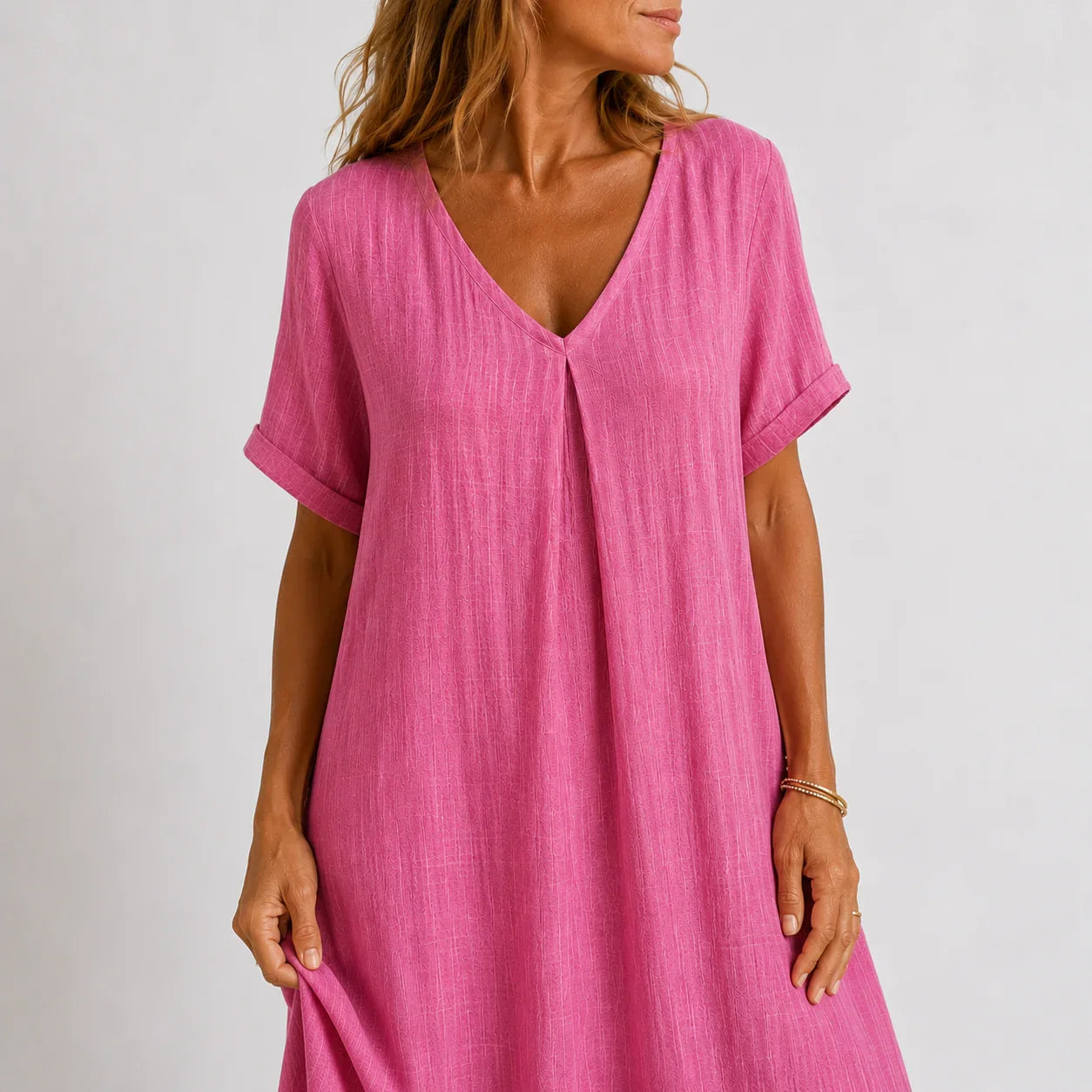 Flowy Maxi Dress with V-Neck for Women