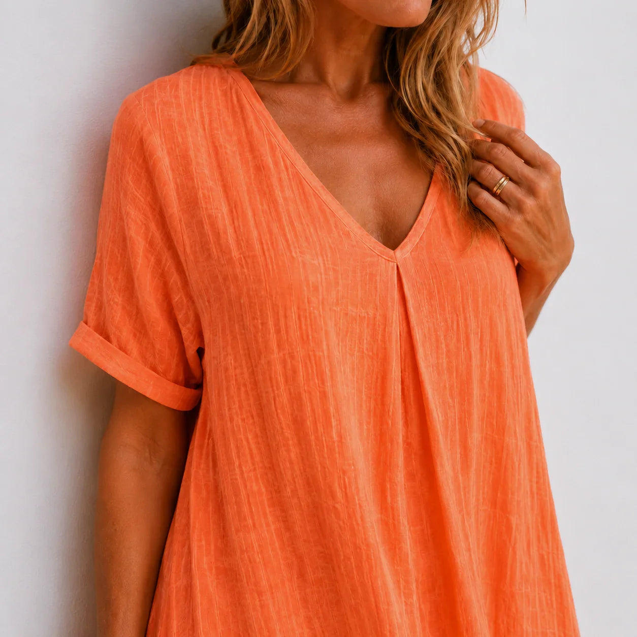 Flowy Maxi Dress with V-Neck for Women