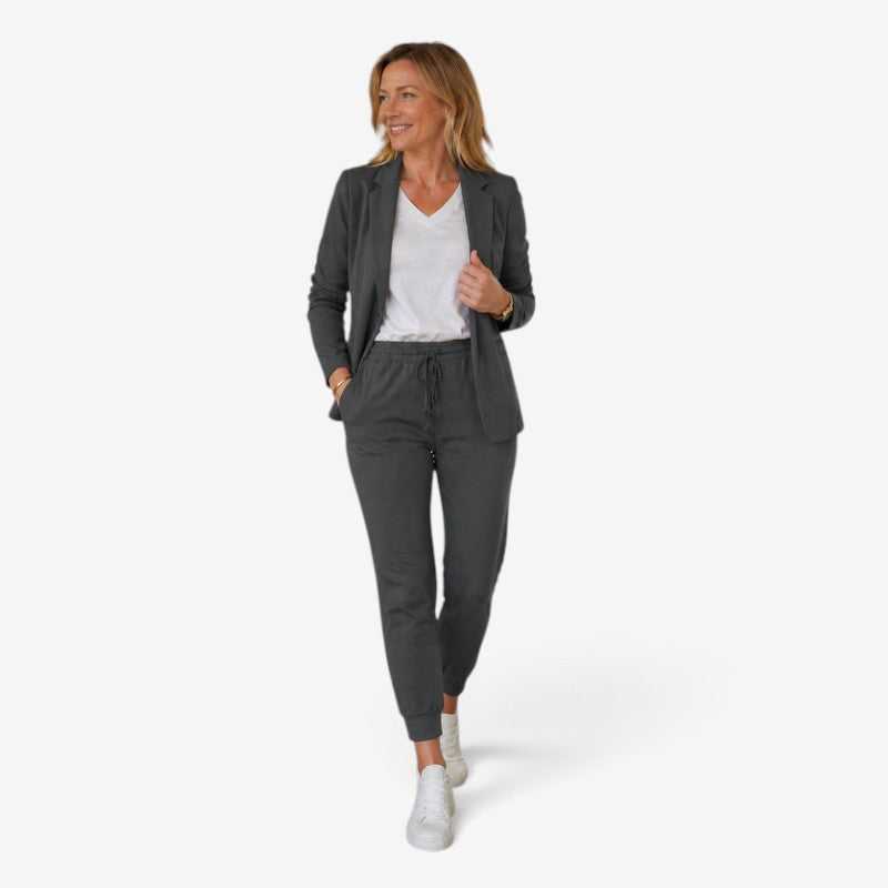 Lunara - Completo da donna con blazer e pantaloni, davanti aperto