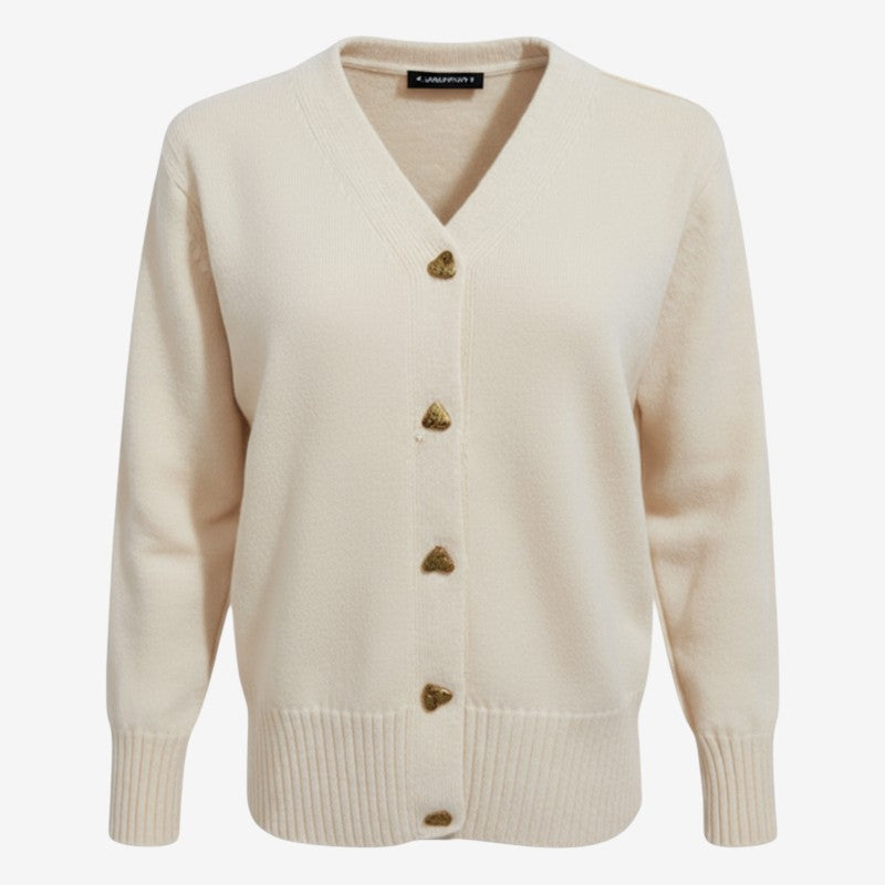 WoolThread - Camisola de lã merino para mulher com fecho de botões