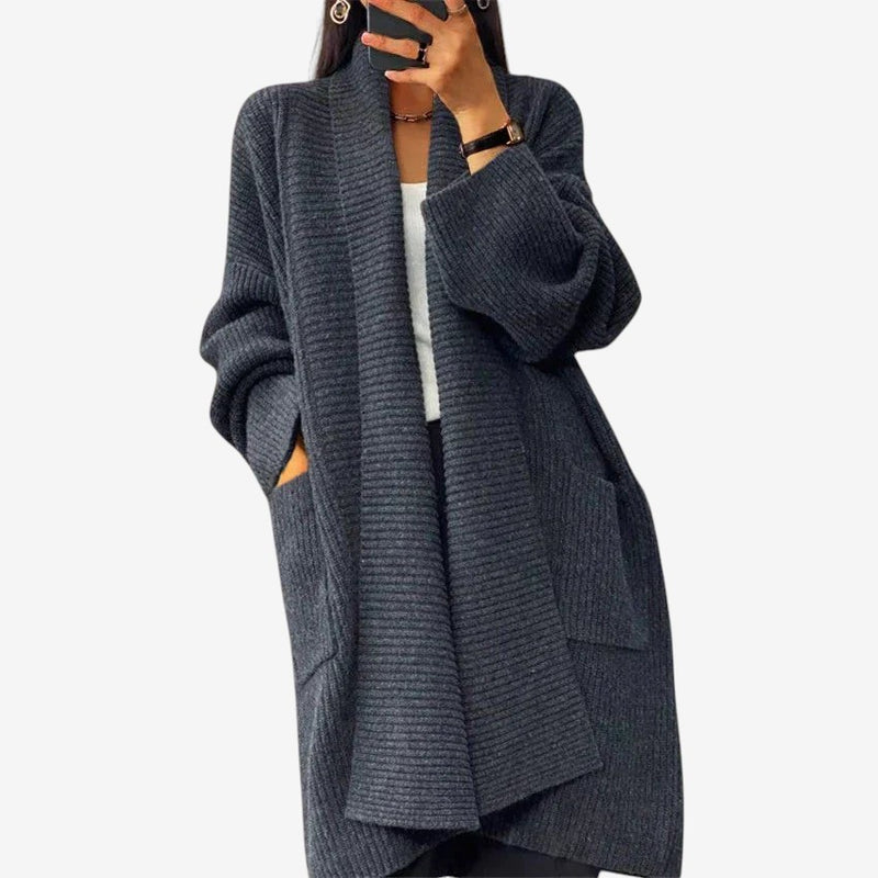 Cardigan oversize à manches longues et grandes poches