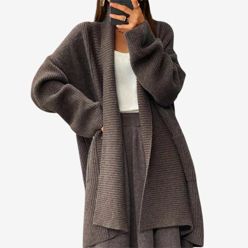 Cardigan oversize à manches longues et grandes poches